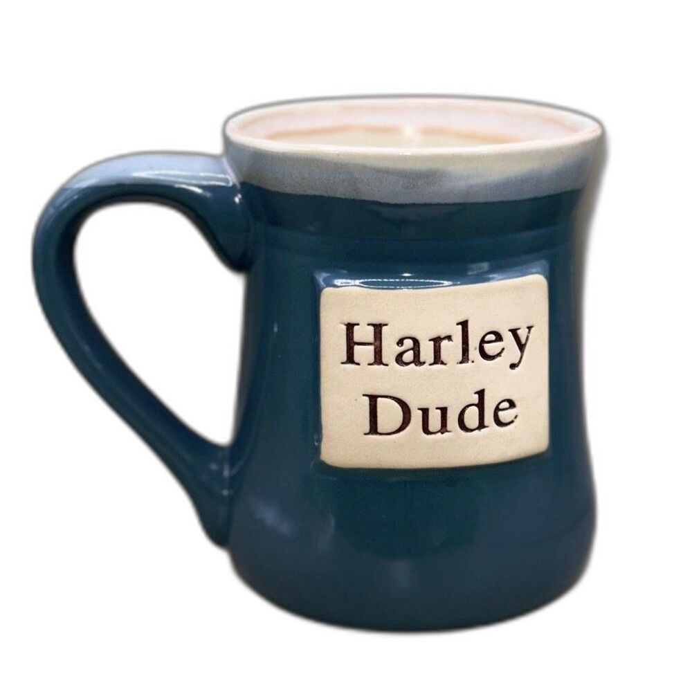 Harley Dude Handmade Pottery Mug Blue Ceramic Bikercore by tumblewwed Pottery